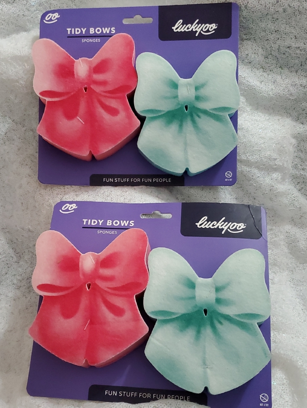 Luckyoo Tidy Bows Sponge Set in Pink and Green